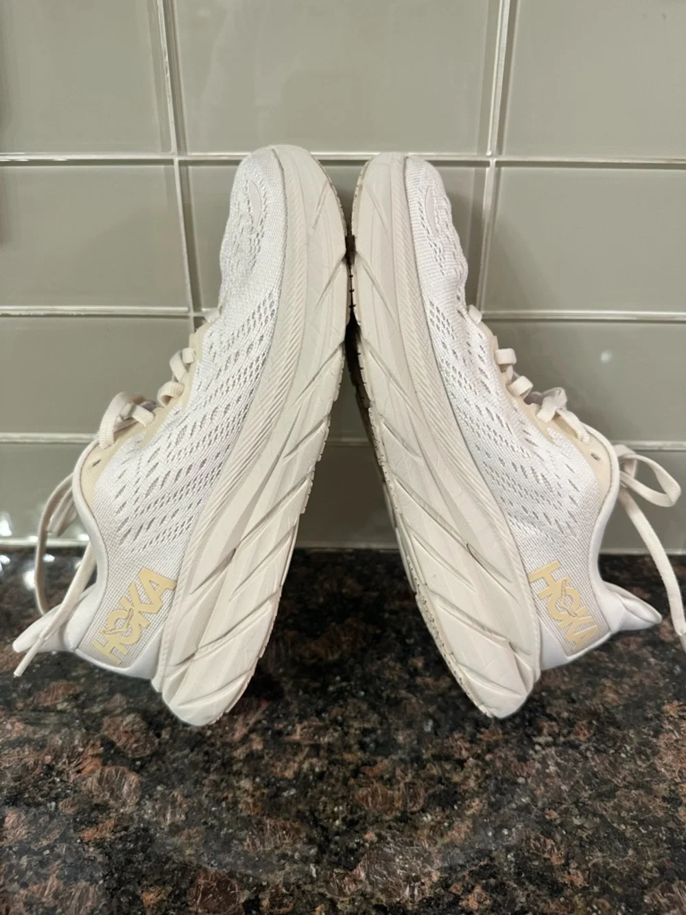 Hoka Women's Cream/White Running Sneakers Women’s 5 - Picture 9 of 10